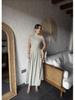 Summer Asymmetrical Neck Short Sleeve Ruched Dress for Women