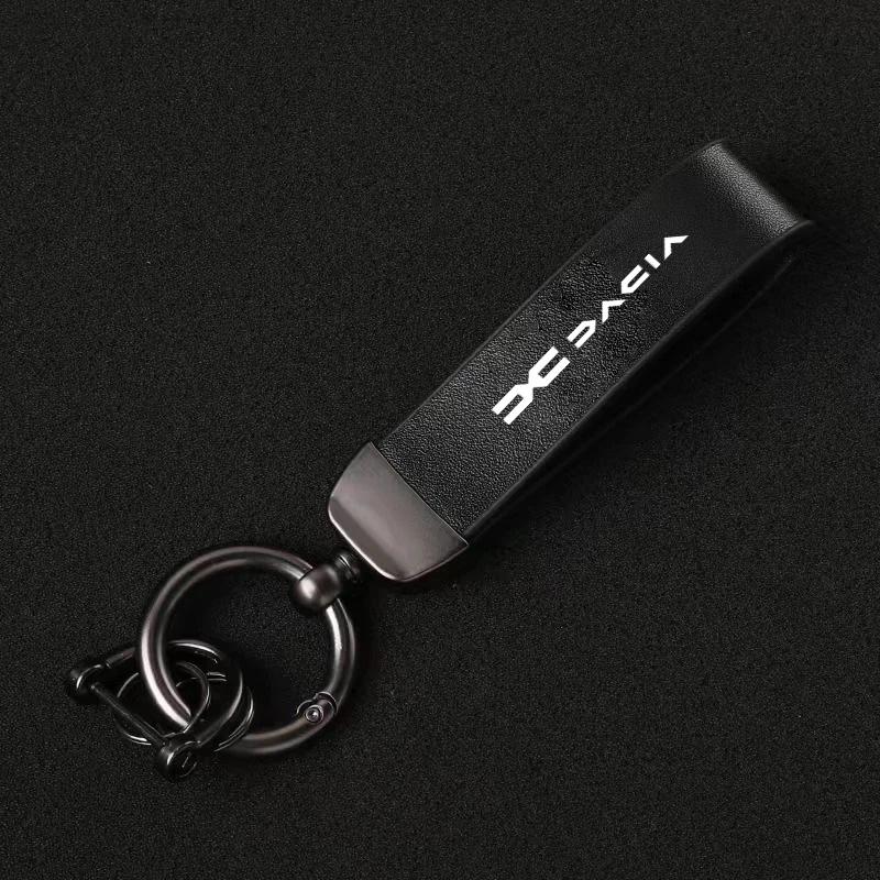 High-Grade Luxury Leather Car Keychain Men Women Key Ring For Dacia Logan Sandero Duster Lodgy Spring Anti-lost Ayto Accessories