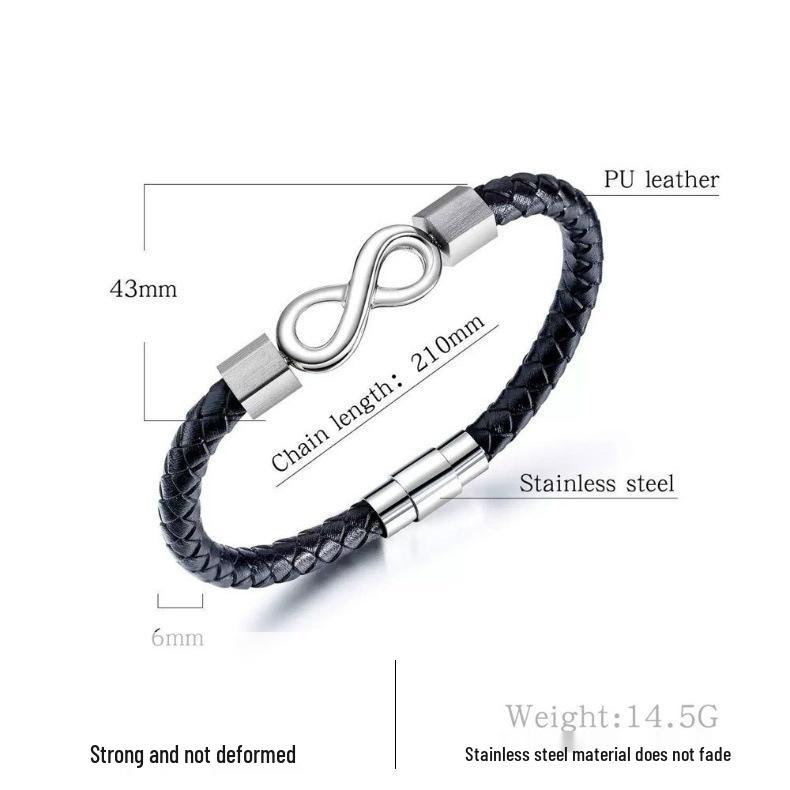 Engraved Stainless Steel Leather Bracelet with Magnetic Clasp – 'To My Man' Gift Set