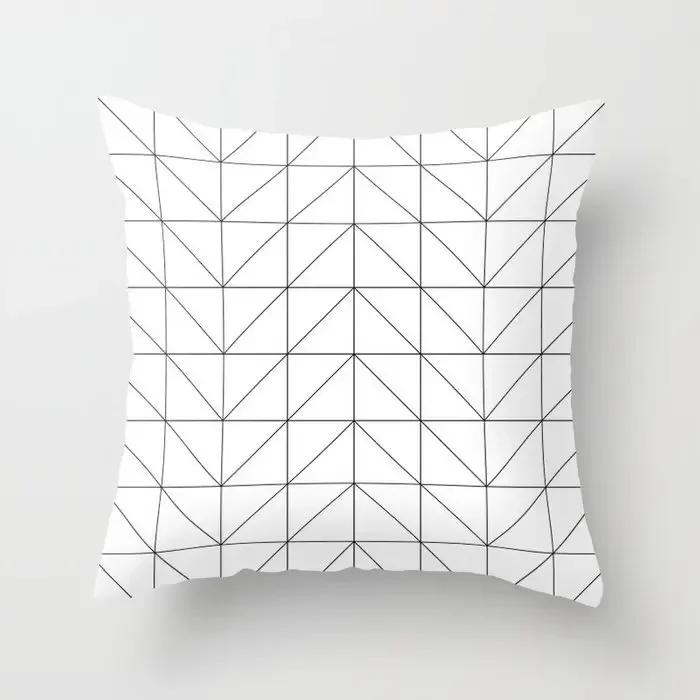 Black and white geometric polyester soft cushion throw pillow, living room car decoration, sofa bed decoration, pillowcase 40525