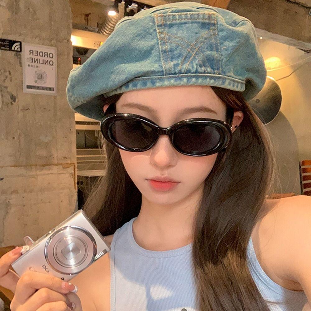 Korean Style Denim Beret Newsboy Cap Octagonal Hat Casual Painter Hat  Streetwear