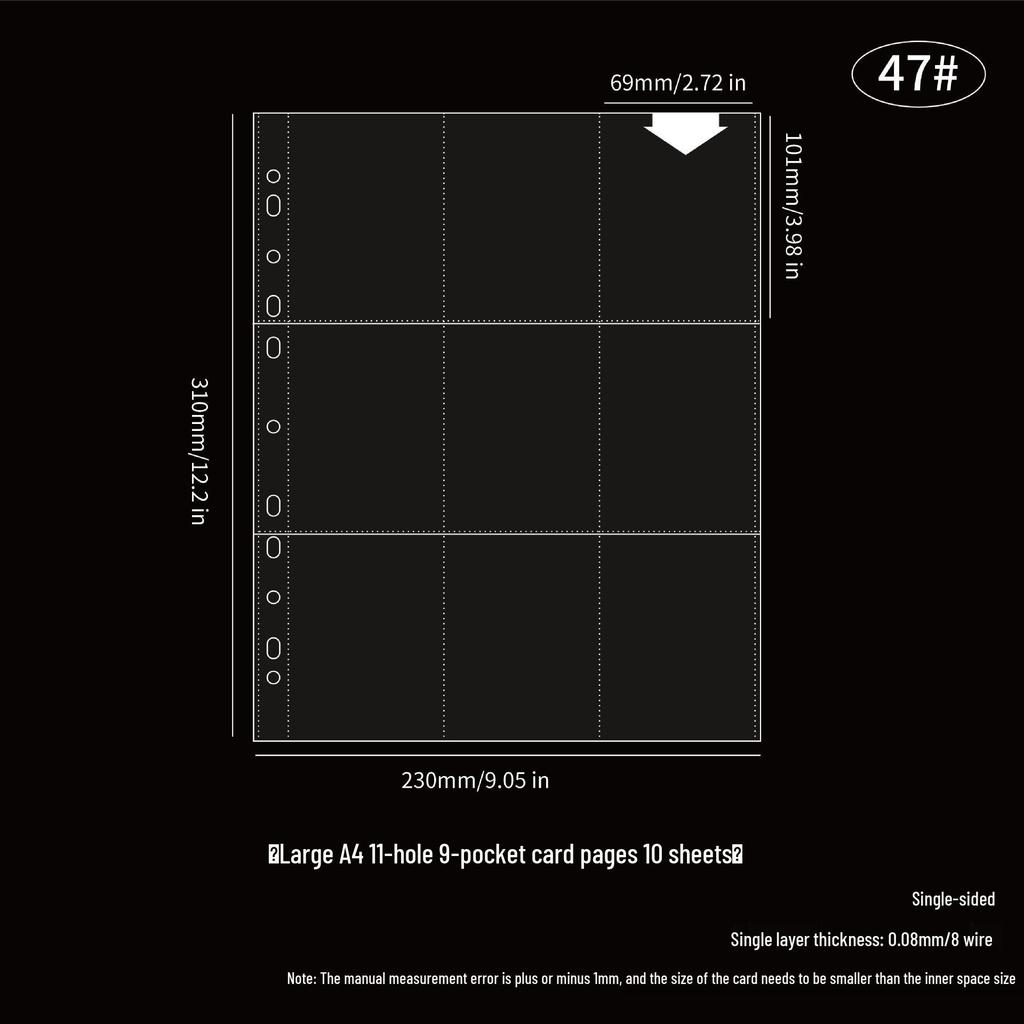 Transparent Card Album Inner Pages for A4/A5/A6/A7 Binders - Nine & Four Pocket Star Fandom Card Storage Refills