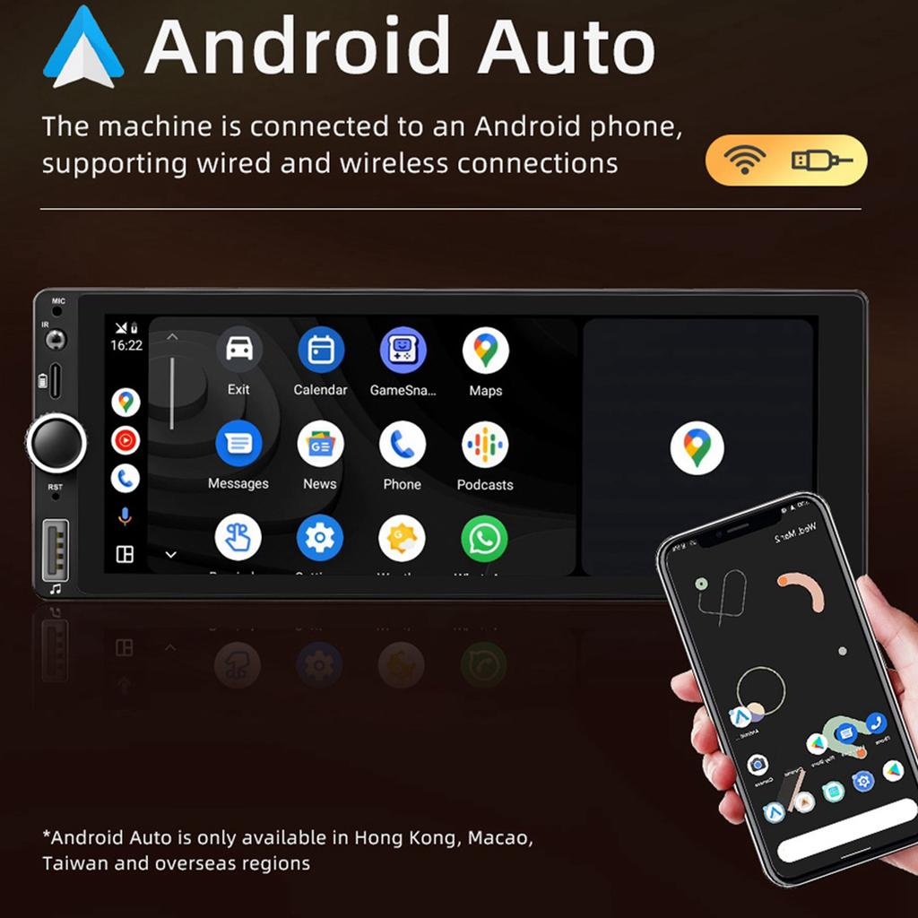 Android 13 Car Stereo Single Din GPS Navigation with 6.86 Inch Touchscreen Carplay Android Auto Support WiFi BT