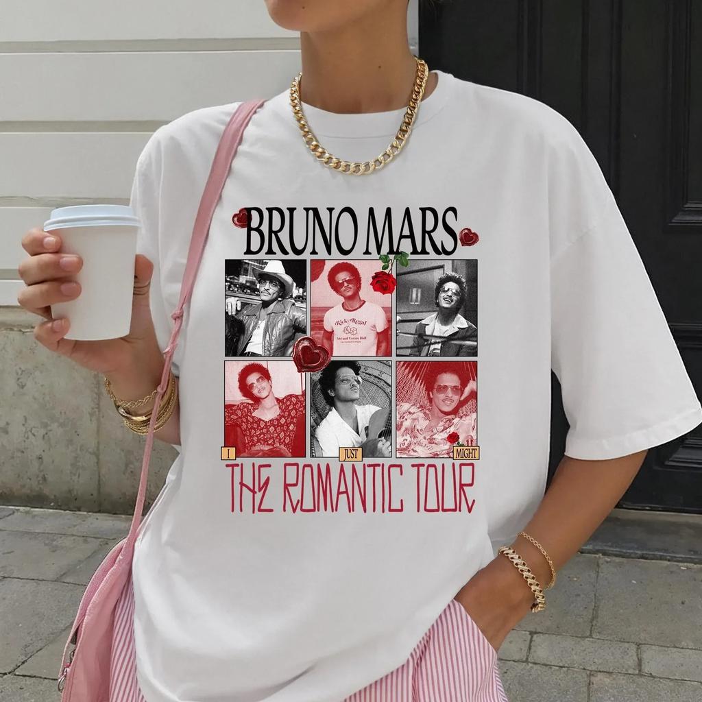 2026 Bruno Mars Romantické turné V Papui-Nové Guineji Nové album Bavlněná trička pro muže, ženy, fanoušky Pohodlná a prodyšná Ins Y2k