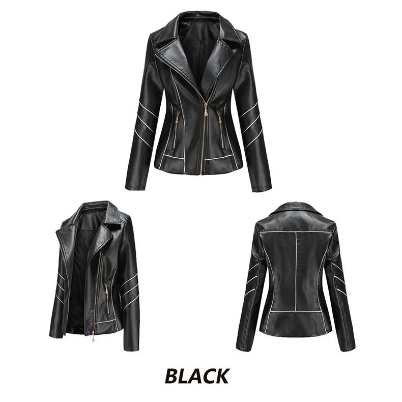 2024 Women's Exclusive PU Leather Motorcycle Jacket - Thin Short Design for Spring and Autumn
