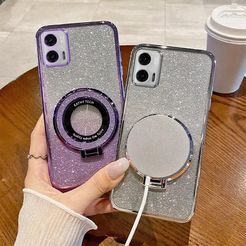 Gradient Glitter Ring Phone Case For MOTOROLA Moto G84 G54 5G G73 G53 G23 G13 G82 G72 G62 G52 G42 G32 G31 G41 G22 G60S G60 Cover