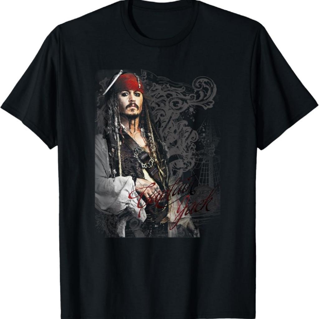 Disney Fluch der Karibik Captain Jack Verziertes Poster T-Shirt