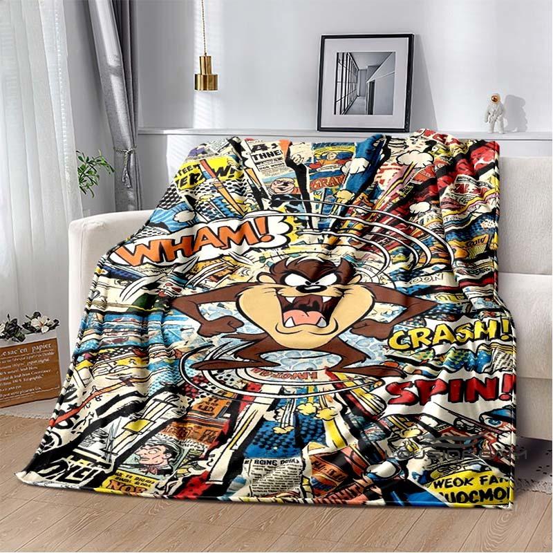 Fun Cartoon Tasmanian Devil Warm and Cozy Flannel Blanket—Ideal for Bedrooms, Sofas, Beds, Seats, Picnics, and Travel