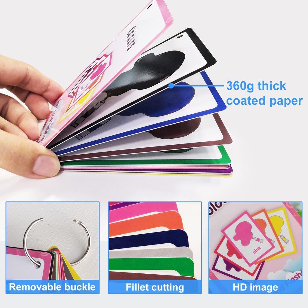 Colors,Shapes of English Flash Cards Kids Pocket Card Montessori Learning Baby Toys for Children Pre-Kindergarten