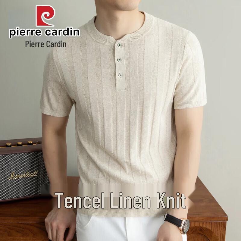 Pierre Cardin Men s Tencel Linen Henley Knit T-Shirt M