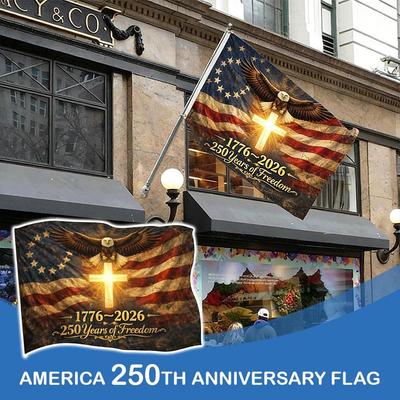 Year Flag 1776-2026 Double Sided 3-Ply Heavy Duty Outdoor Banner Patriotic American History Gift For Garden Yard Decor