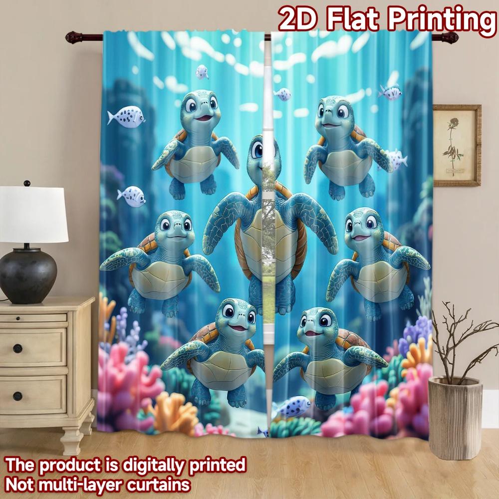 2D flat Photography Backdrop Party Backdrop Cute Coon Sea Turtles 100% Polyester Festive Wall Decor Use for Holiday