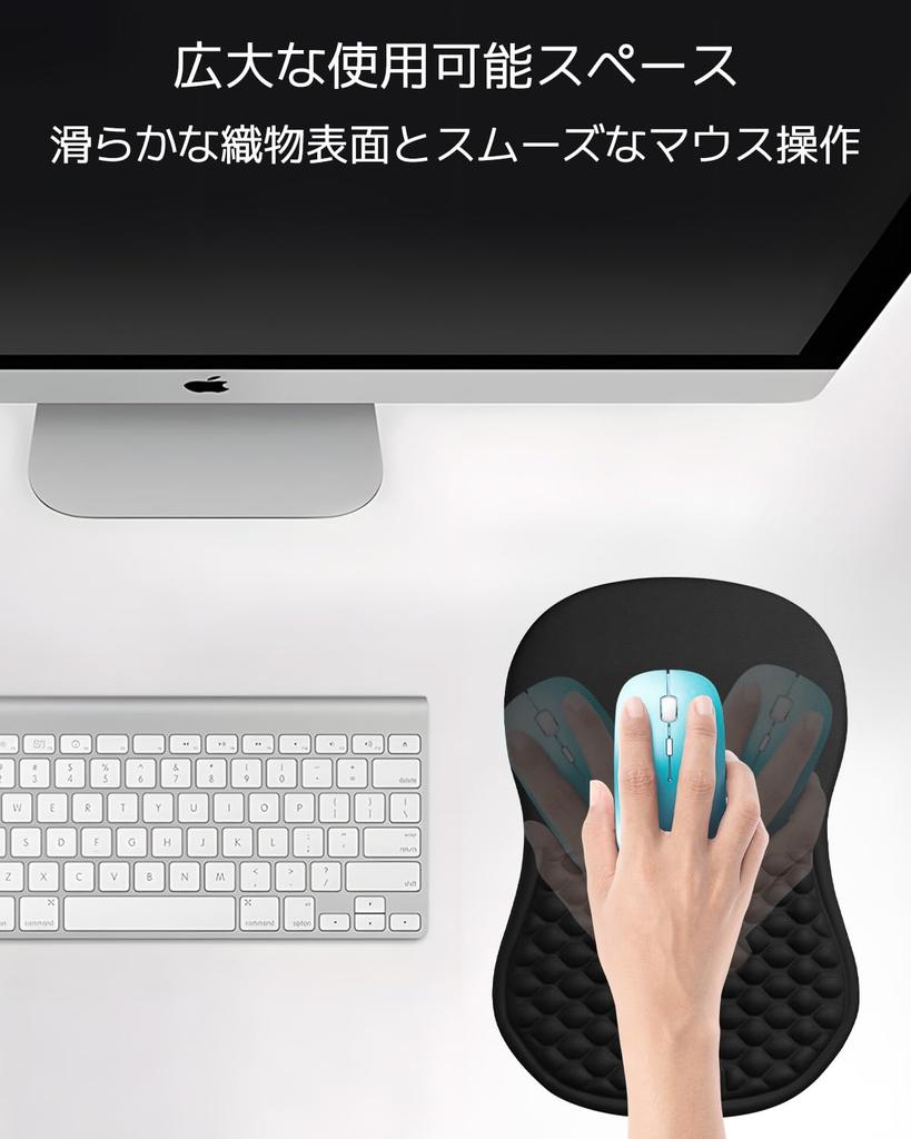 Mouse Pad with Integrated Wrist Ergonomic Massage Dot Tendonitis Wrist Pain Memory Fatigue Rubberized for Doctor-Approved Support, Design, Relief,