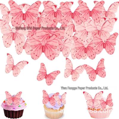 Topo de Bolo Borboleta Rosa: Decorações de Papel de Arroz de Aniversário