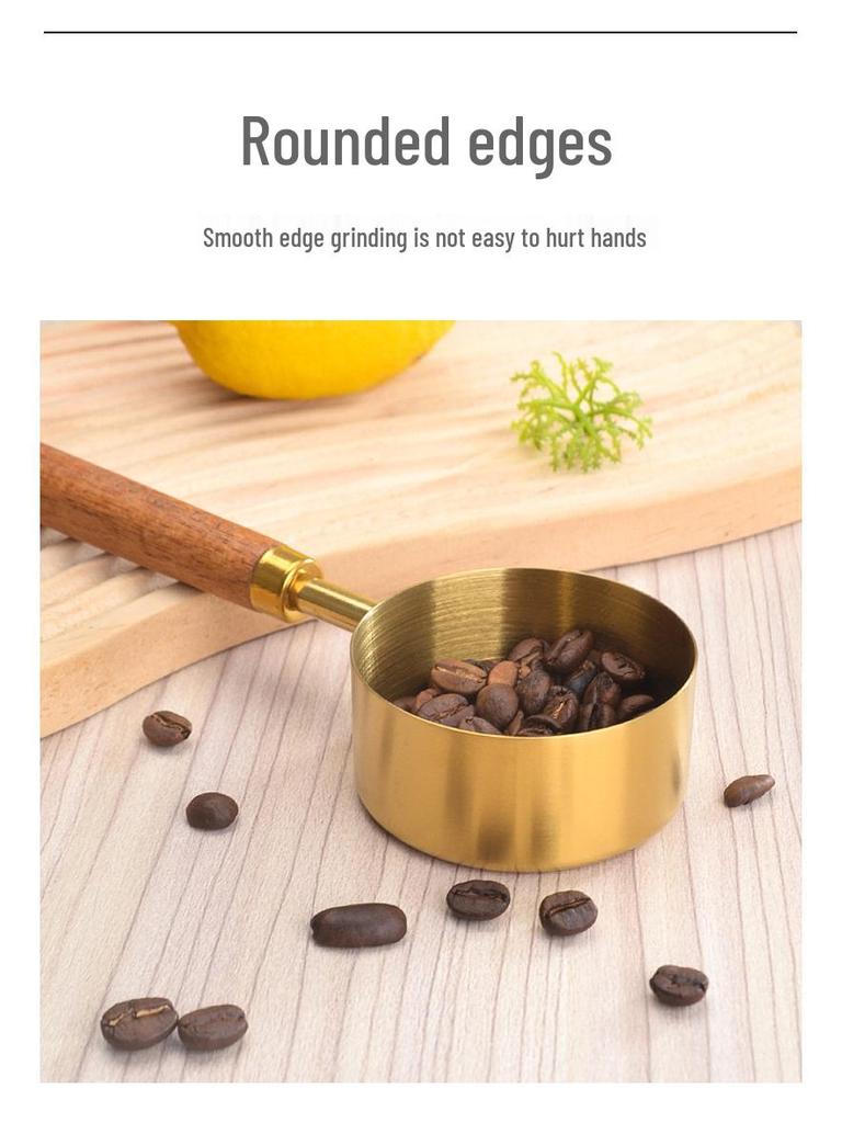 Stainless Steel Gold-Plated Measuring Spoons & Cups with Acacia Wood Handles, Precise Markings, 8-Piece Baking Tool Set.