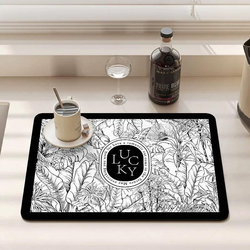 50*80CM Schlamm Absorbierend Schnell Trocknend Hitzebeständig Rutschfest Geschirrabtropfmatte Tischset Kaffeematte