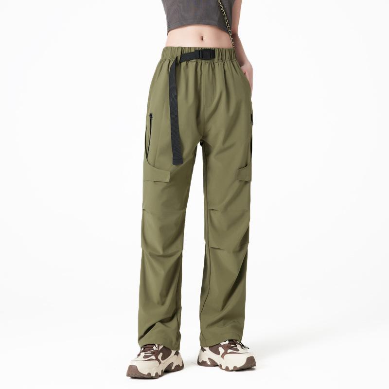 2025 Dámské ležérní voděodolné pracovní kalhoty s více kapsami: Jarní rovné nohavice, Větruodolná bunda pro venkovní sporty