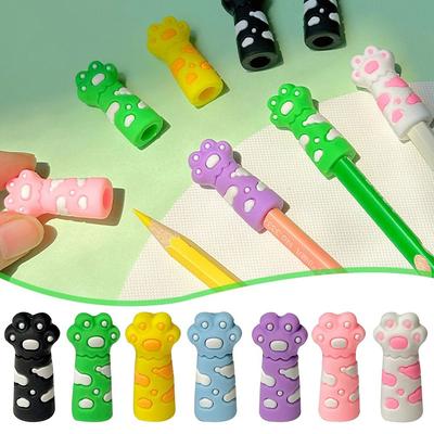 Cartoon Soft Silicone Pen Cap Cat Claw Chewing-proof Pencil Toppers Multicolor Pencil Cover Gift