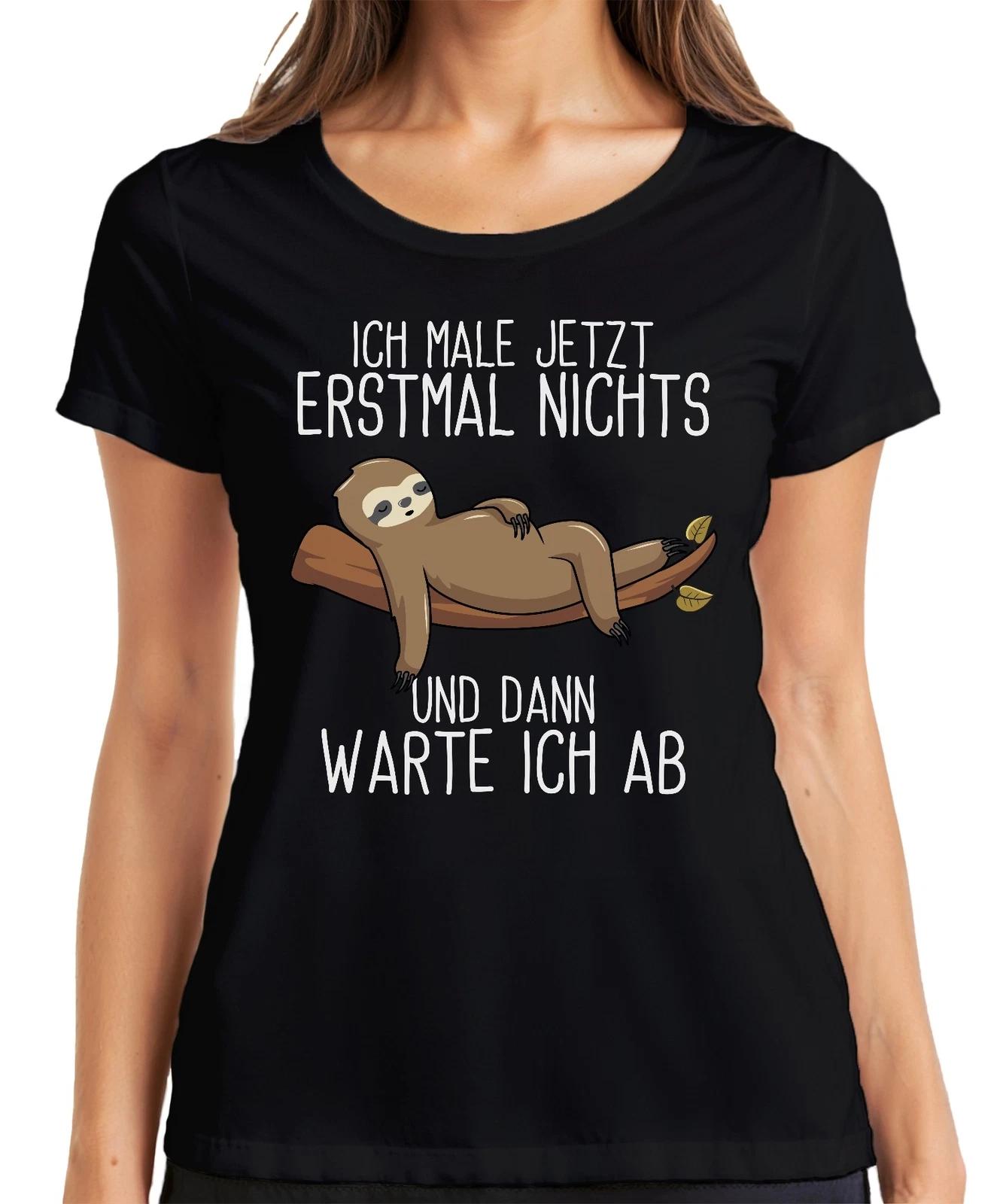 Ich male jetzt erstmal nichts Faultier Spruch Faulpelz Geschenk Damen T-Shirt L