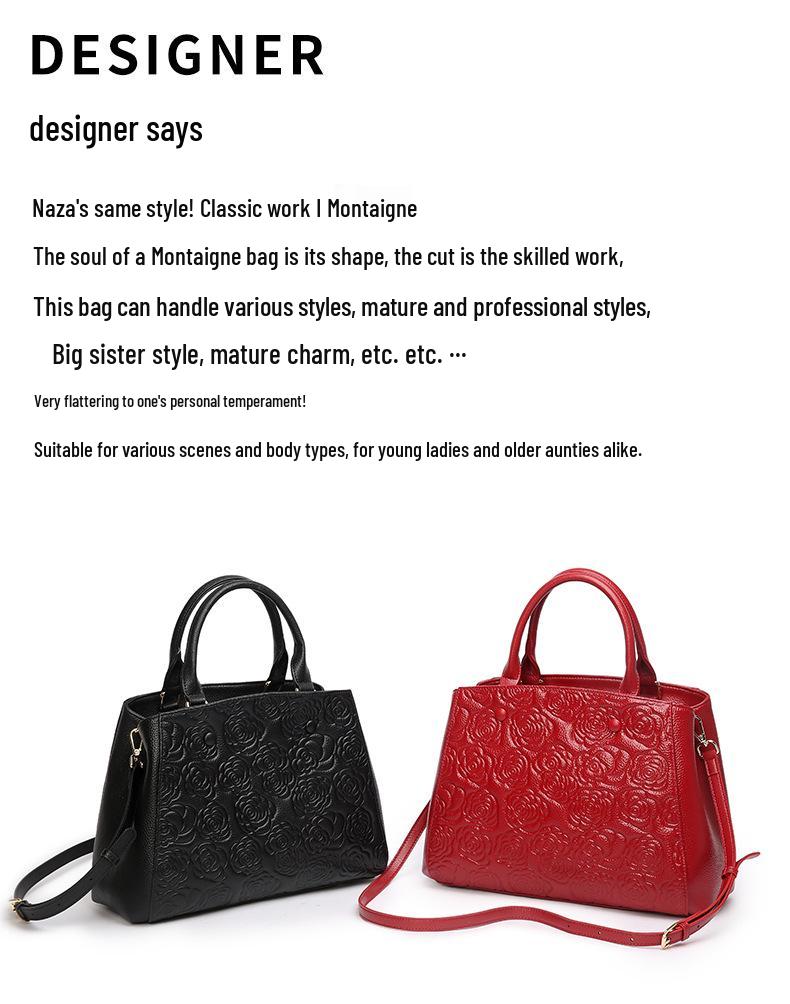 Borsa a tracolla Montaigne da donna in vera pelle - Borsa a mano in pelle di mucca Camelia di lusso