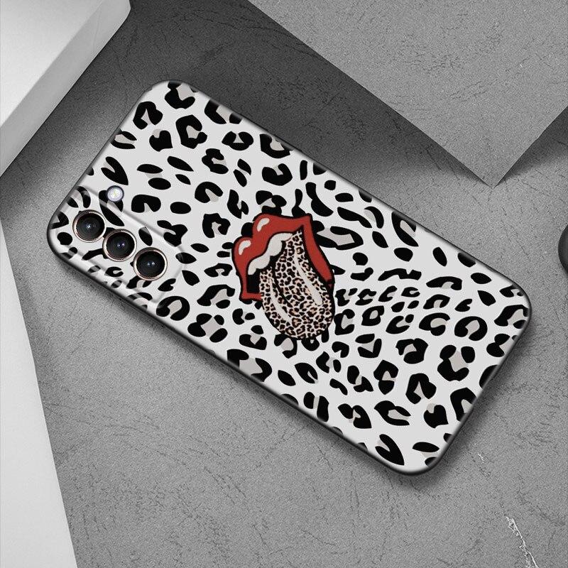 Custodia per telefono con stampa Leopard Love per Samsung Galaxy S22 Pro S21 S20 Ultra FE S10 Lite 5G S10E S9 S8 Plus Cover nera in TPU morbido