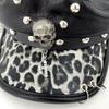 2000s Punk Rivet Studded Cricket Cap With Skull Crossed Decor Beret Hat For Women Western Theme Party Casual Outfit Accessory