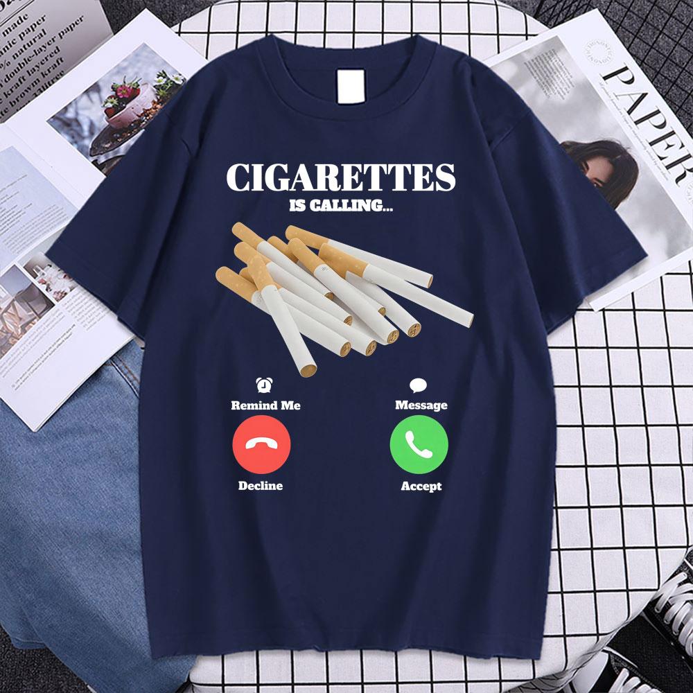 Cigarettes Is Calling T Shirt Funny Smoker Meme Tee Shirt Unisex Women Fashion Vintage Humor Short Sleeve Oversized Cotton Tshirt