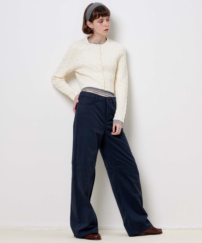 PLAC WOMEN New Preppy Semi-Wide Pants Navy