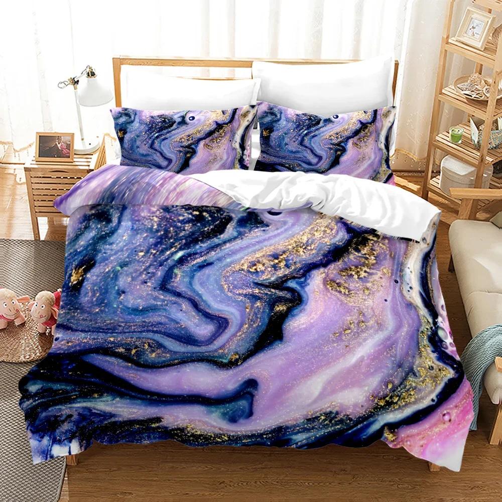 Luxury Queen Bedding Set Colors Marble King Size Soft Skin Friendly Duvet Cover Set With Pillowcase Suitable For All Age Groups