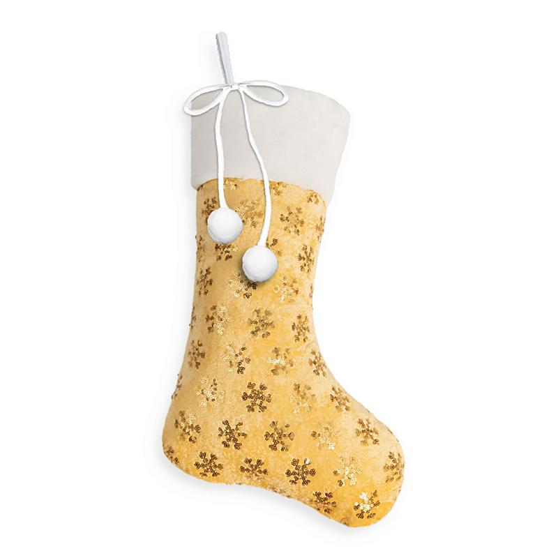 

1PC Plush Snowflake Christmas Stocking Snowflake Plush Christmas Socks 18x26x45cm золотой