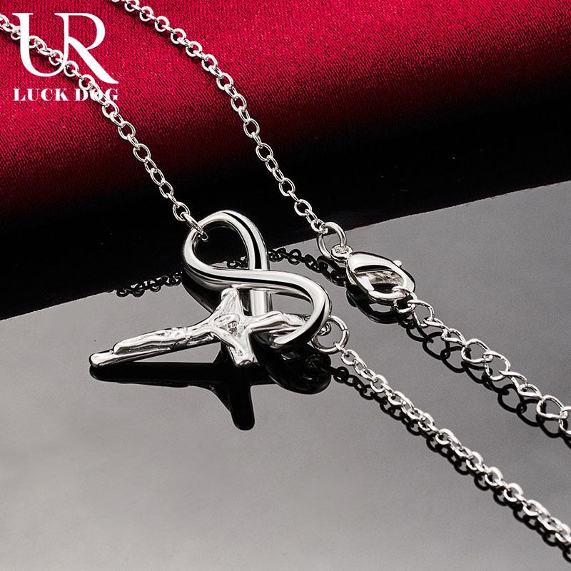 925 Sterling Silver Cross Pendant Necklace Fashionable Wedding Jewelry