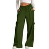 Women's Casual Fashion Solid Color Elastic Waist Drawstring Workwear Wide Leg Pants With Pockets