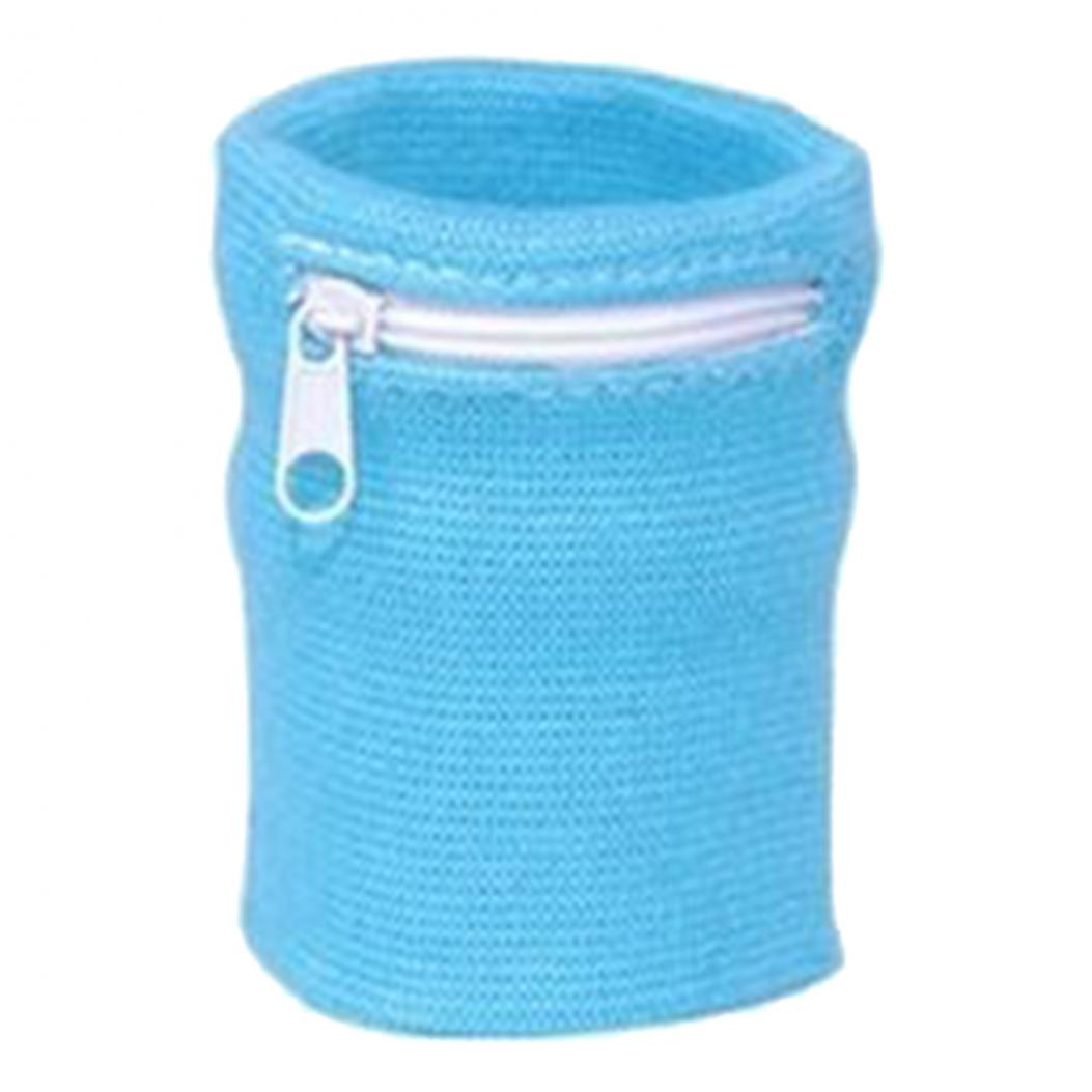 

Спортивный бандажный поясок с карманом на запястье небесно-голубой