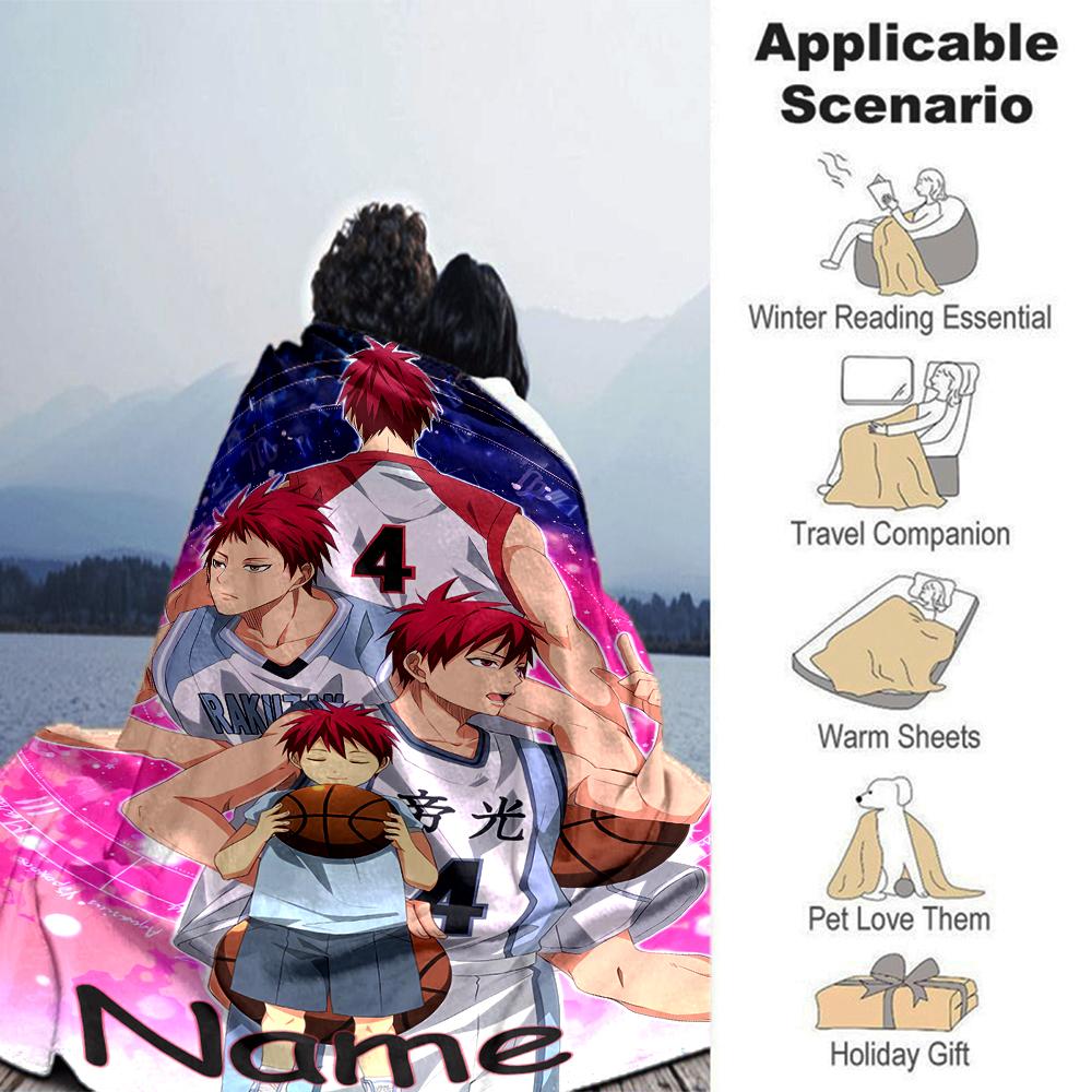 Customiz Name Personality Kuroko's Basketball Blanket Soft &Warm Sofa Office Bed Travel Lunch Break Blanket, Gift Suitable All Seasons