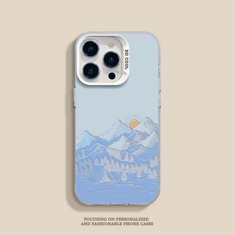 Snow Mountain Sunrise for Apple 16/17promax Mobile Phone Case iPhone 15 Europe and America 13 Color Silver 12 Scenery 14