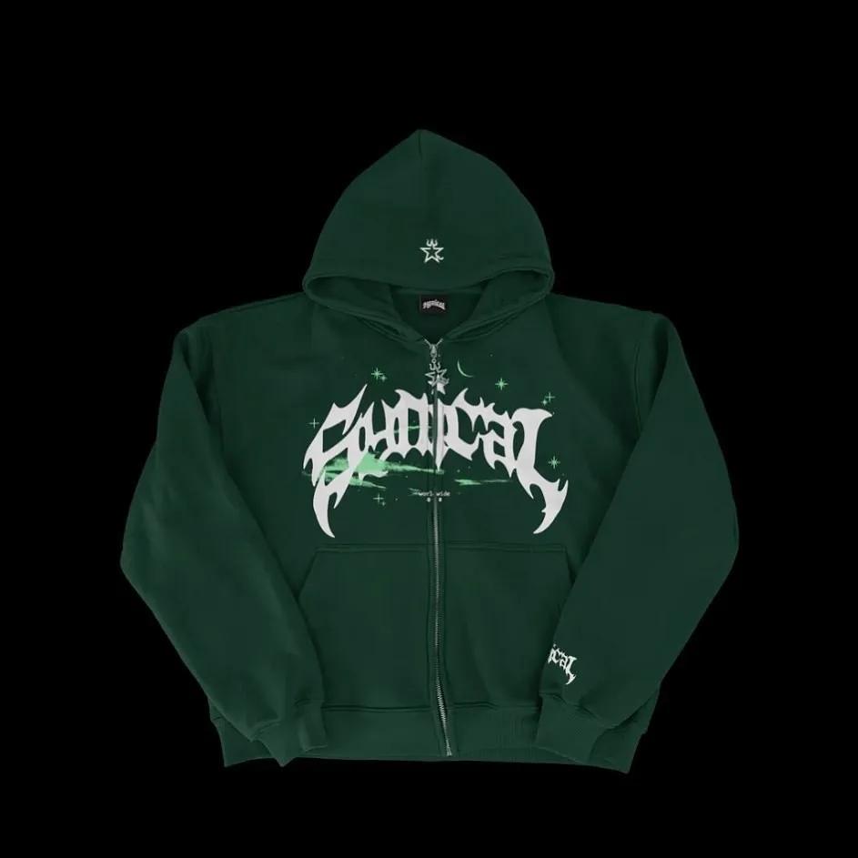 Men's Zipper Retro Sweater Hooded Sweatshirt Letters and Stars Multifunctional Casual Jacket American Style Fashionable 2024