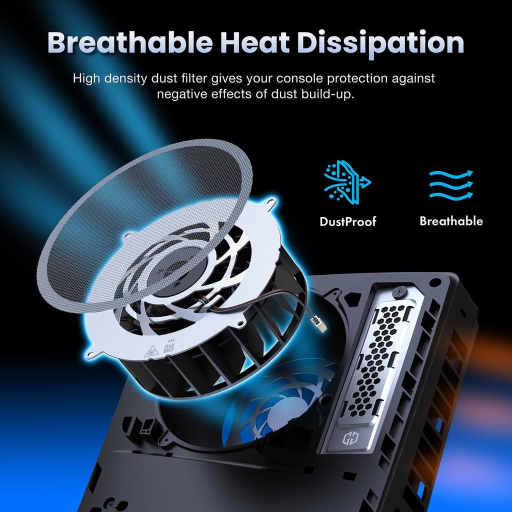 GRAUGEAR PS5 Cooling and Dustproof Kit for PS5 Includes SSD Heatsink Fan Dust and Connector Caps Prevents Overheating and Dust Compatible with