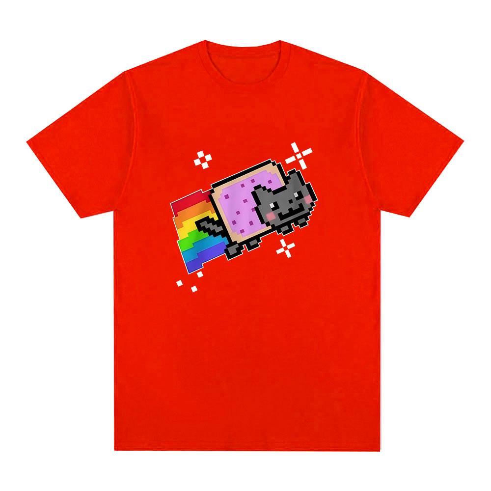 Nyan Cat Zabawny Mem T-shirt Tęczowy Mężczyźni Kobiety Odzież Moda T-shirty Harajuku Codzienne Bawełniane Krótkie Rękawy T-shirty Streetwear