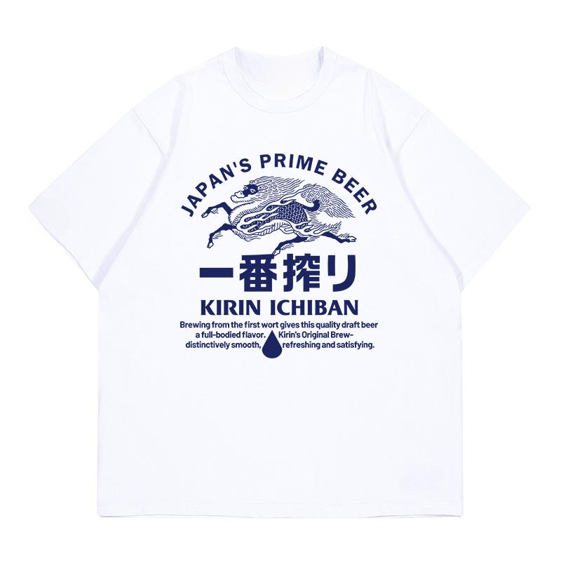 

2025 Japan KIRIN Kirin Beer Summer Men and Women The Same American Loose Short Sleeve High-quality Luxury Version Comfortable 2XL