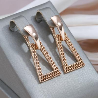 Luxury Triangle Dangle Earrings for Women Vintage Gold Color Wedding Fine Jewelry