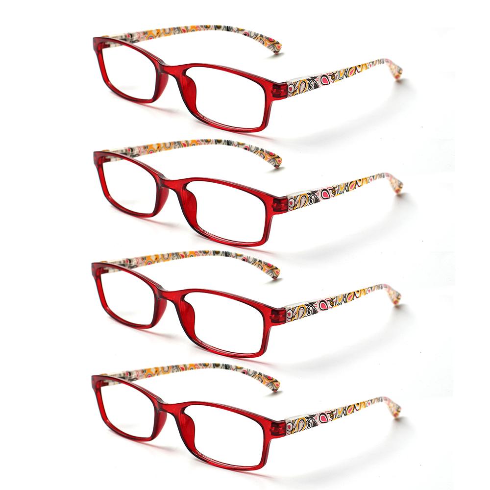 

Turezing 4 Pairs Reading Glasses for Men Women Cheap Presbyopia Oval Clear Lenses Fashion Printed Pattern with Spring Hinges 2