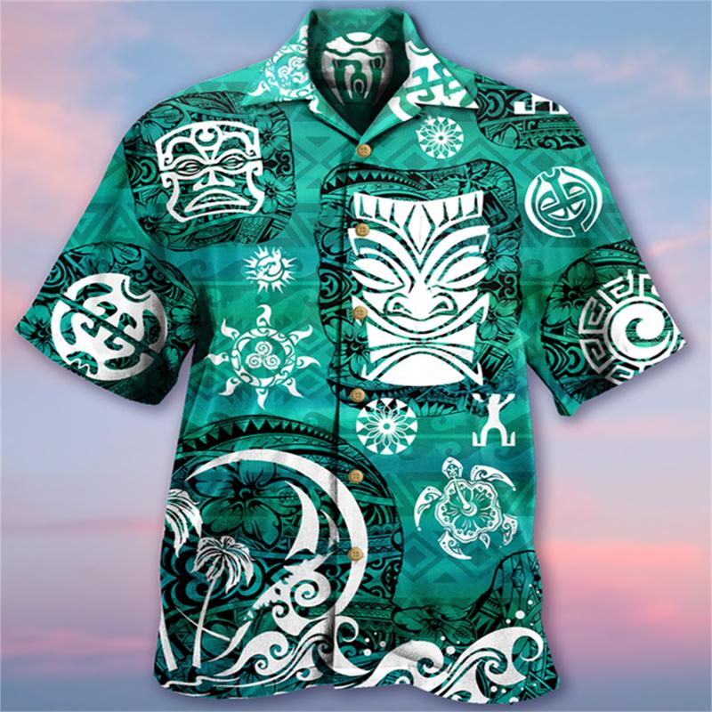 Camisas Hawaianas Transpirables Sueltas con Estampado 3D Modernas Geniales de Moda Tops para Fiesta en la Playa Mangas Cortas Verano para Hombre