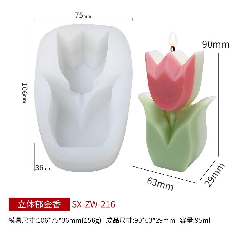Different Shapes 3D Flower Silicone Candle Mold DIY Sunflower Candle Making Kit Handmade Soap Plaster Cake Baking Supplies