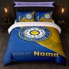 Leeds United Set Biancheria da Letto Personalizzato con Nome Testo 1 Copripiumino+2 Federe Logo Calcio Regalo Personalizzato per Occasione Speciale Decorazione Camera da Letto