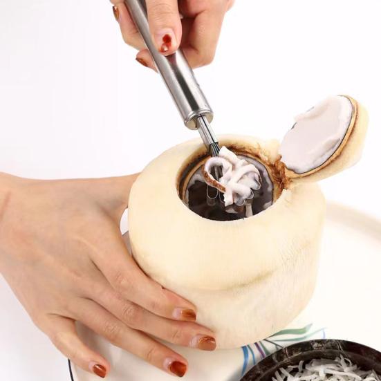 Portable Coconut Juice Extractor Manual Opener/Rubber Hammer/Coconut Meat Grater, Thickened Stainless Steel Hole Green Water Opener Puncher, Anti-slip