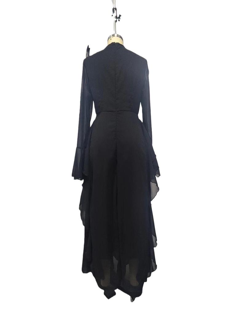 Elegant High-Waisted Bell Sleeve Maxi Dress 2025