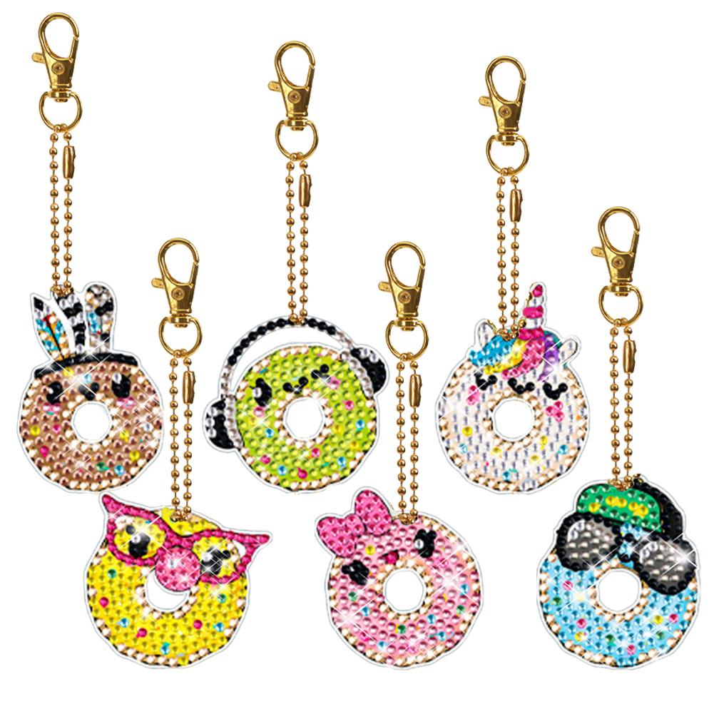 New Full Drill DIY Keychain Diamond Painting Pendant Diamond Mosaic Embroidery Kit Cute Bee Backpack Ornament Gift 5-6Pcs/set