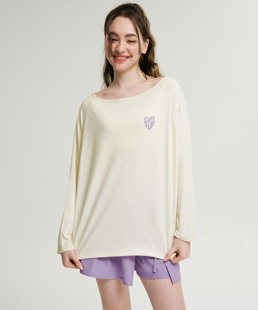 Leijibi [Set] Cotton Candy String Women'S Rash Guard + Wrap Skirt Culottes Coconut