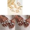 Pearl Ring Set For Women Geometric Vintage Baroque Design With Electroplated Finish For Fashion Jewelry