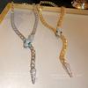 Rhinestone Snake Shaped Necklace for Women Chain Choker Jewelry Gift